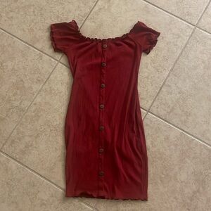 Bozzolo medium button down maroon off the shoulder dress